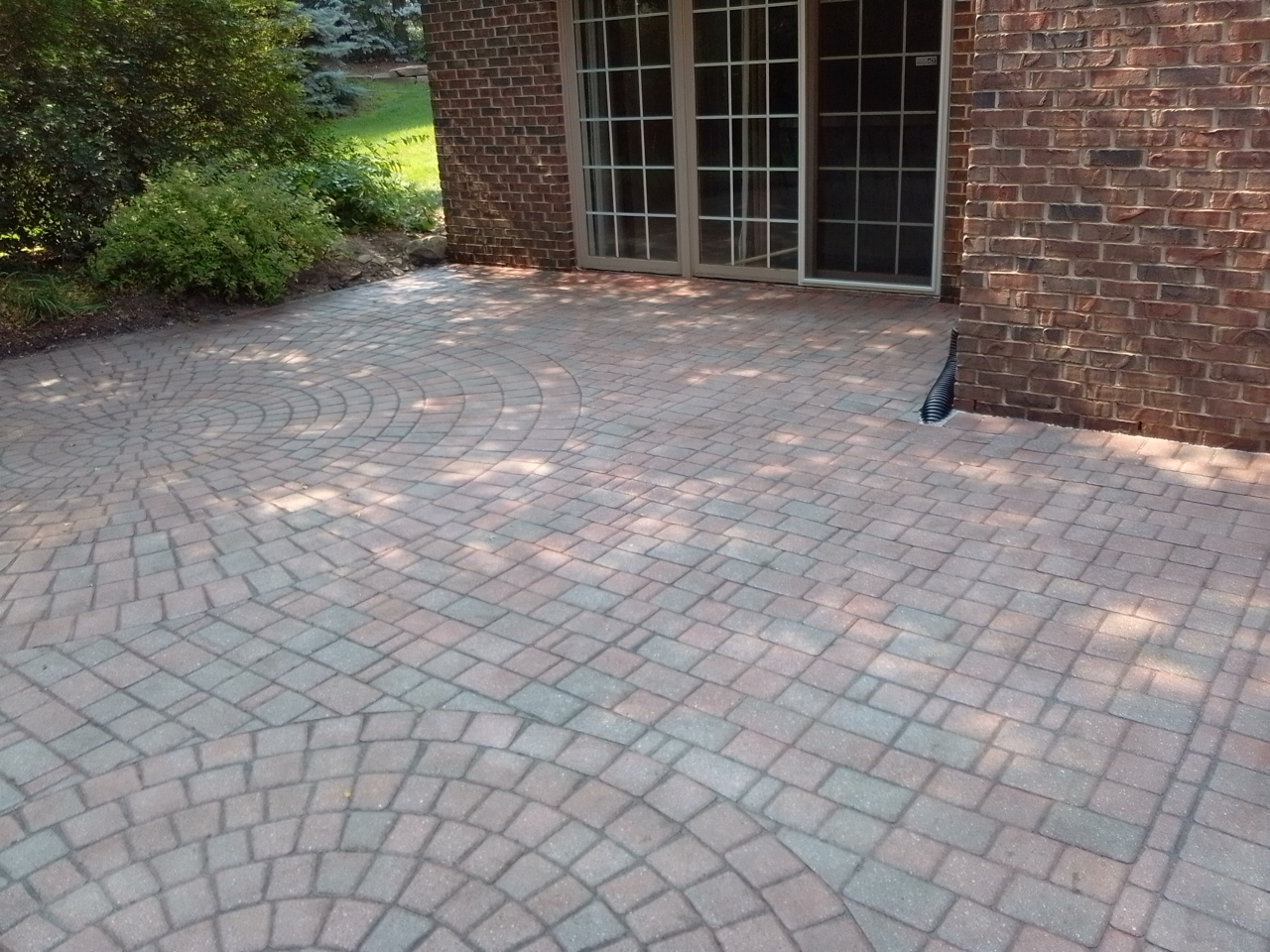 Whorled brick patio